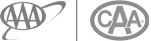 The image features two circular logos. The left one has "AAA" with a circular swoosh, and the right one says "CAA" inside a circle.
