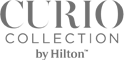 Logo for "Curio Collection by Hilton" in gray text on a transparent background.